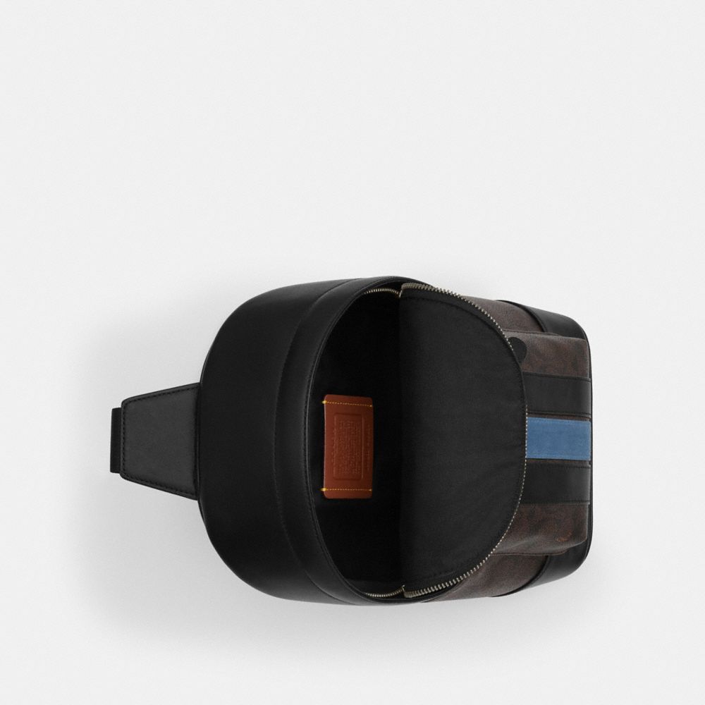 COACH®,West Pack In Signature Canvas With Varsity Stripe,Gray,Inside View,Top View