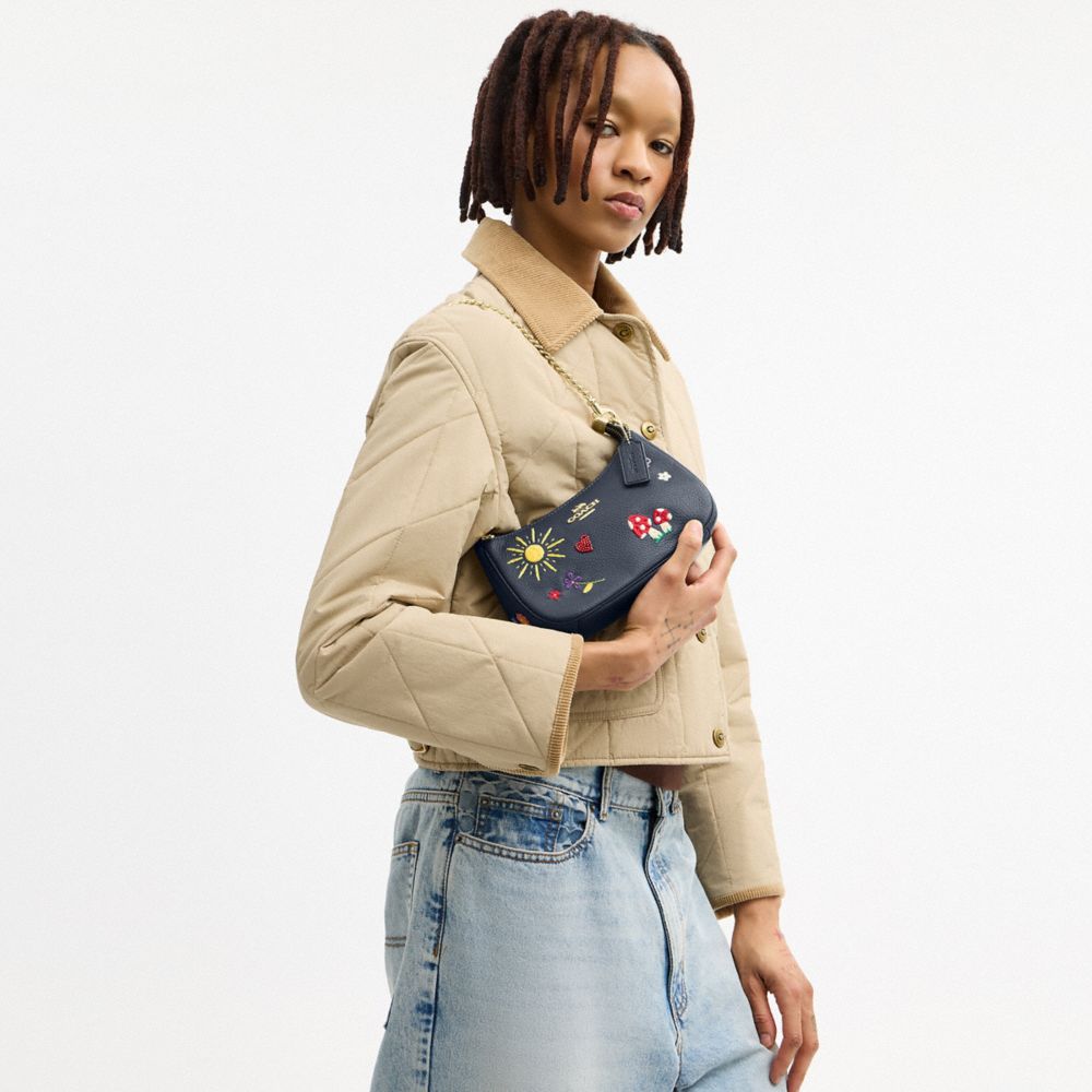 COACH®,Teri Mini Crossbody Bag With Embroidery,Navy,Detail View