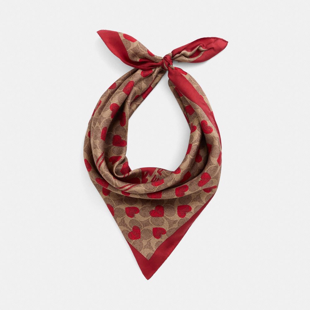Coach Restored Multi Hearts Print Silk Bandana