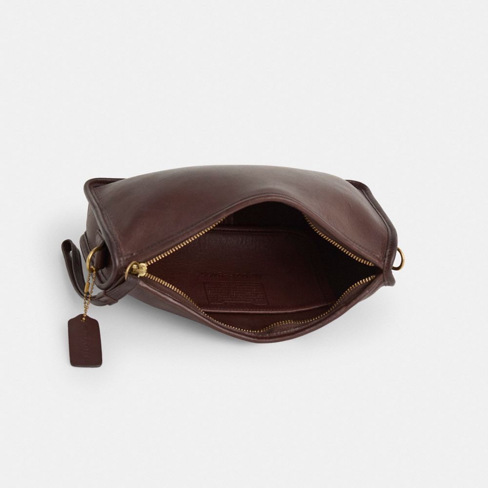 COACH®,Vintage Basic Bag,Leather,Crossbody,Embossed,Logo,Gold Metal,Casual,Brown,Inside View,Top View