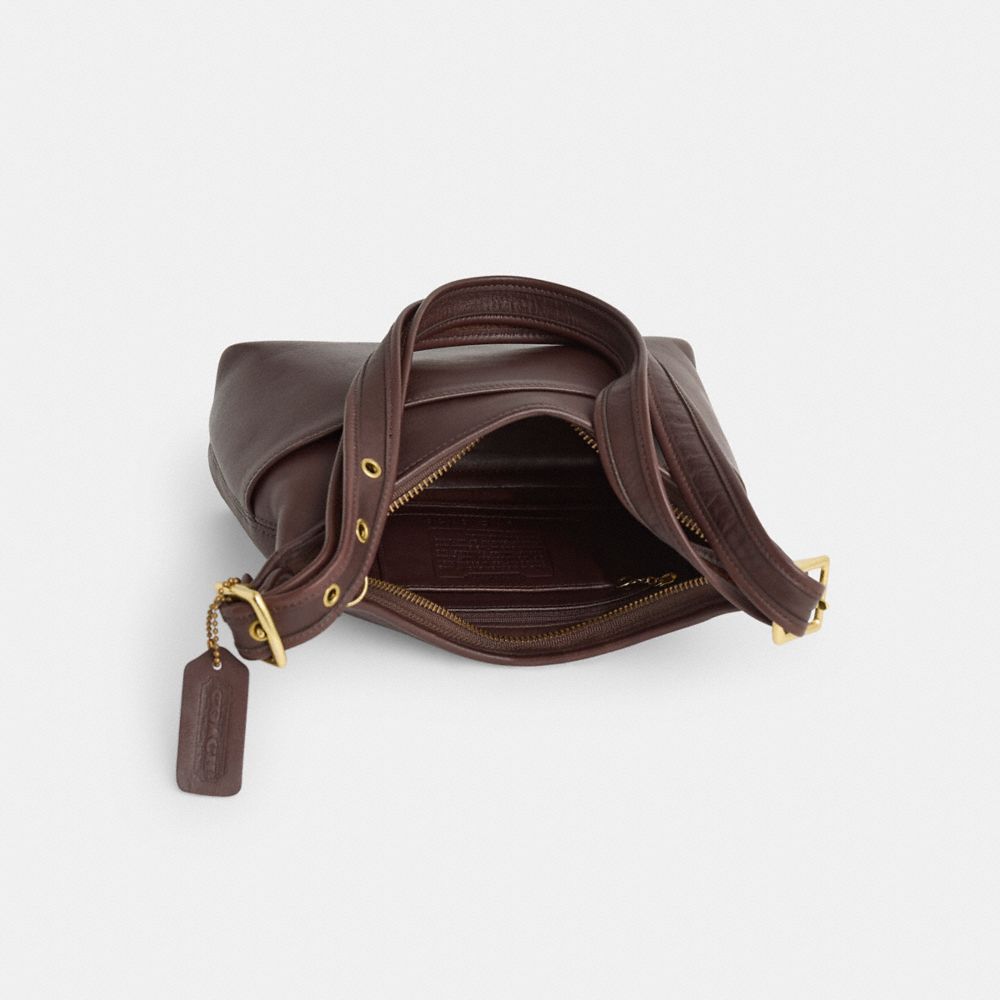 COACH®,Vintage Legacy Bag,Leather,Shoulder Bag,Logo,Embossed,Gold Metal,Casual,Brown,Inside View,Top View
