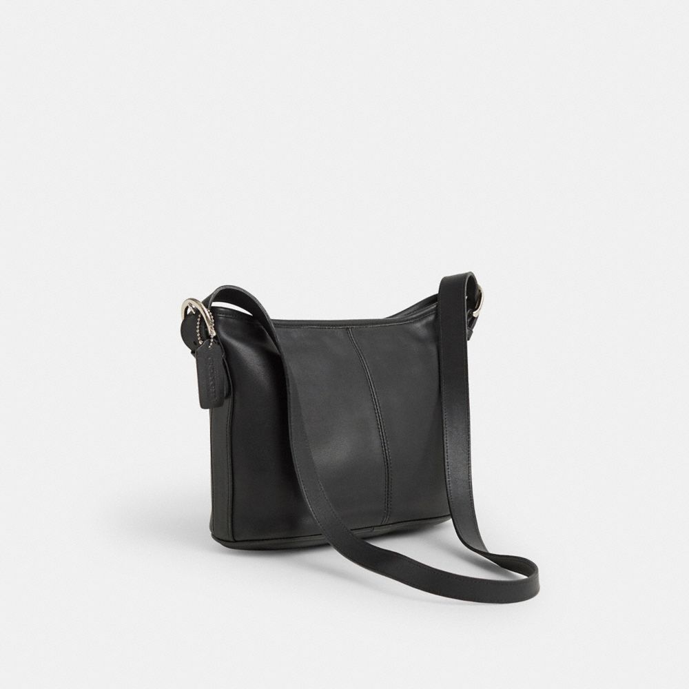 COACH®,Vintage Soho Worth Bag,Leather,Shoulder Bag,Embossed,Logo,Silver Metal,Casual,Black,Angle View