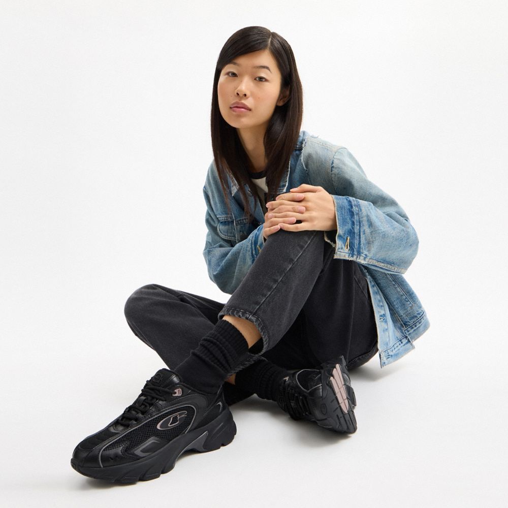 COACH®,Bolt Runner Sneaker,Black,Detail View