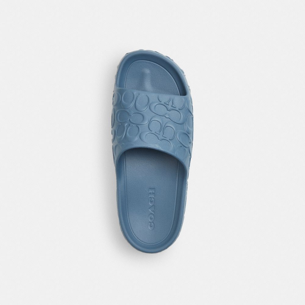 COACH®,Bay Slide In Signature,EVA,Slides,Plastic,Logo,Pool,Blue,Inside View,Top View