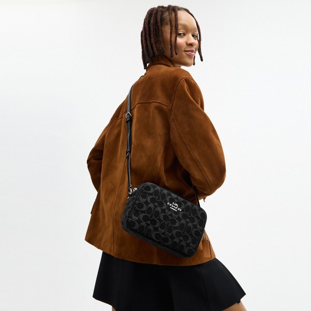 COACH®,Jamie Camera Bag In Signature Denim,Black