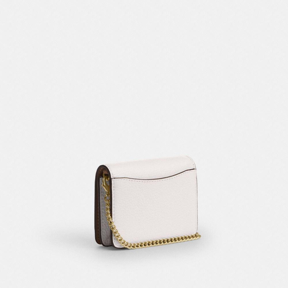 COACH®,Mini Wallet On A Chain With Heart Rivets,White,Angle View
