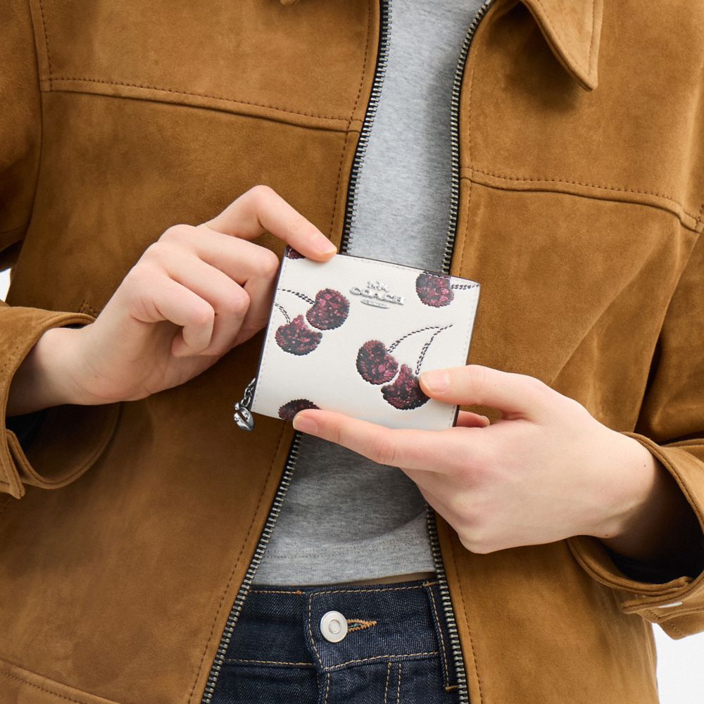 COACH®,Snap Wallet With Cherry Print,,Detail View