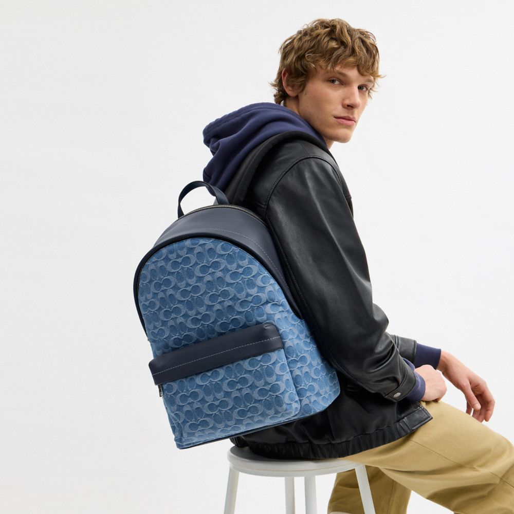 COACH®,Taylor Backpack In Signature Denim,Multi Color,Detail View
