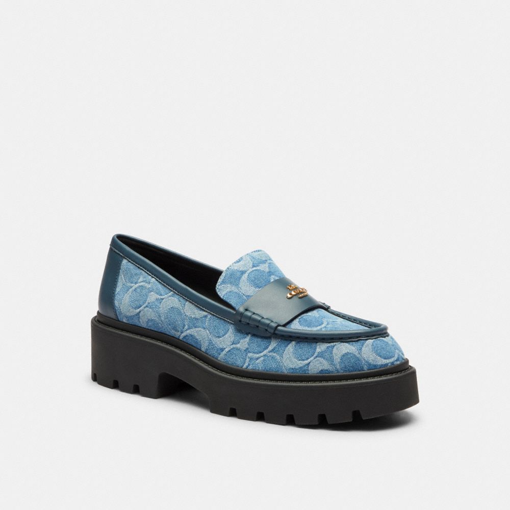 COACH®,Lucy Lug Sole In Signature Denim,Blue,Front View