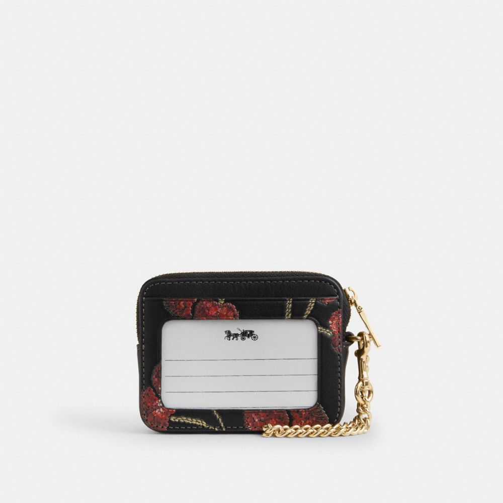 COACH®,Zip Card Case With Cherry Print,,Back View