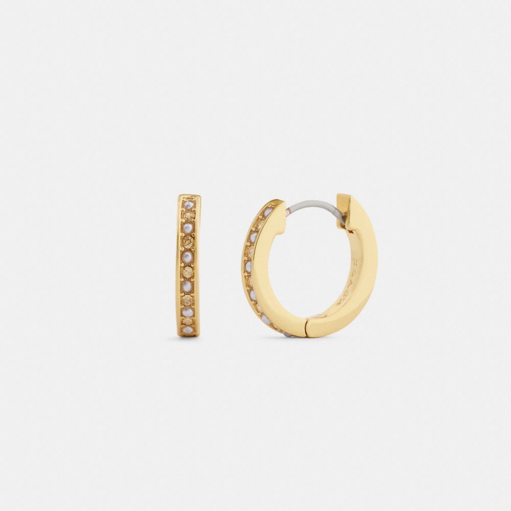 COACH®,スカルプテッド C パール ハギー ピアス,ピアス,ｺﾞｰﾙﾄﾞ