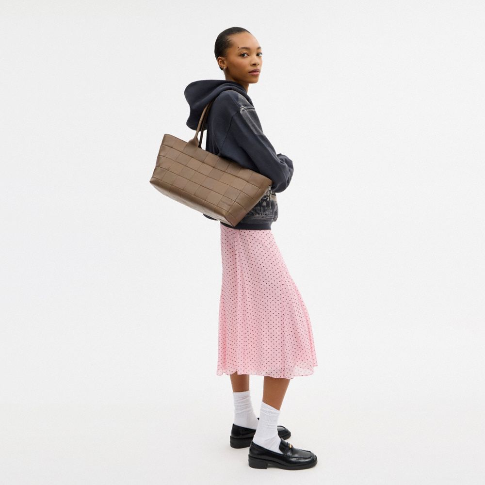 COACH®,Alter/Ego Large Tote Bag In Upcrafted Leather,Leather,Recycled Polyester,Tote,Casual,Brown,Detail View