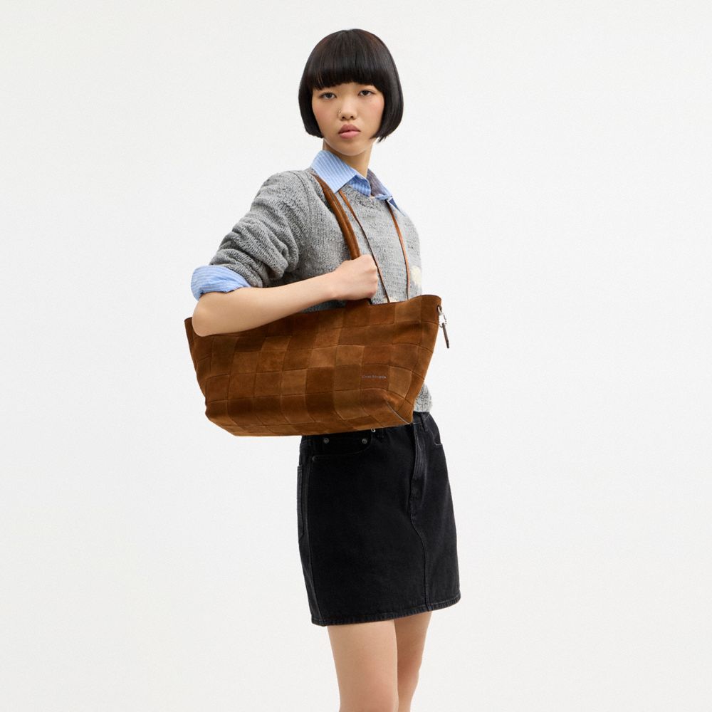 COACH®,Alter/Ego Large Tote Bag In Upcrafted Suede,Recycled Polyester,Suede,Tote,Casual,,Detail View