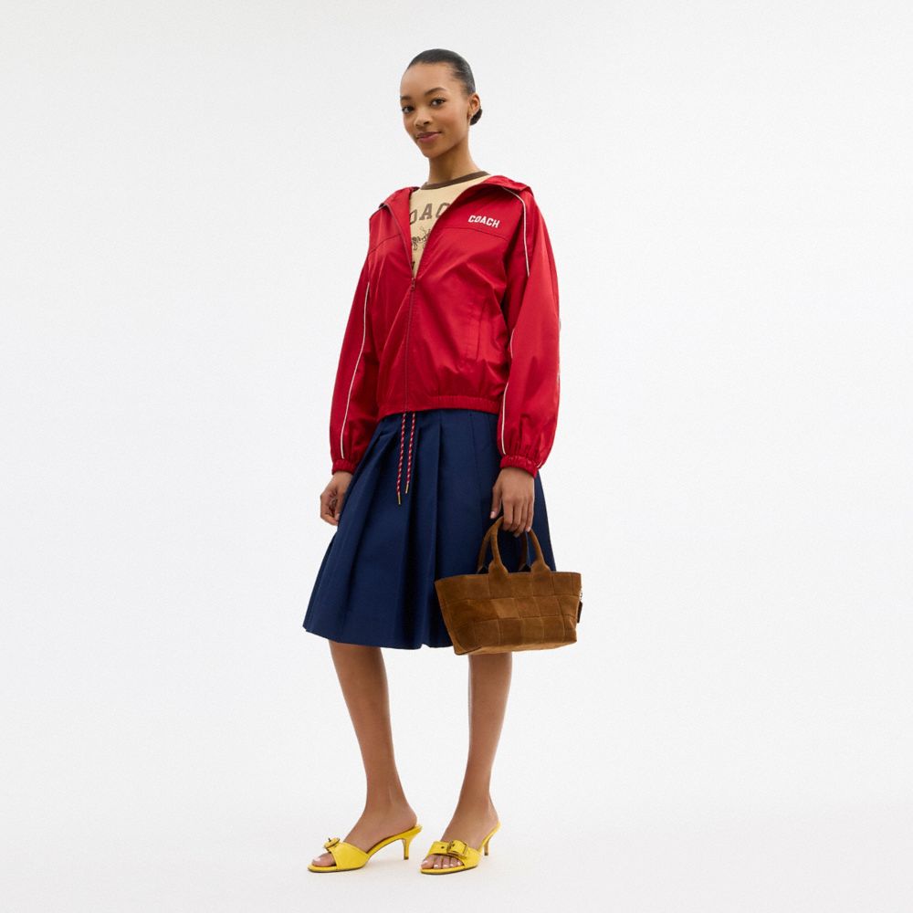 COACH®,Alter/Ego Small Tote Bag In Upcrafted Suede,Leather,Recycled Polyester,Suede,Tote,Casual,Brown,Detail View