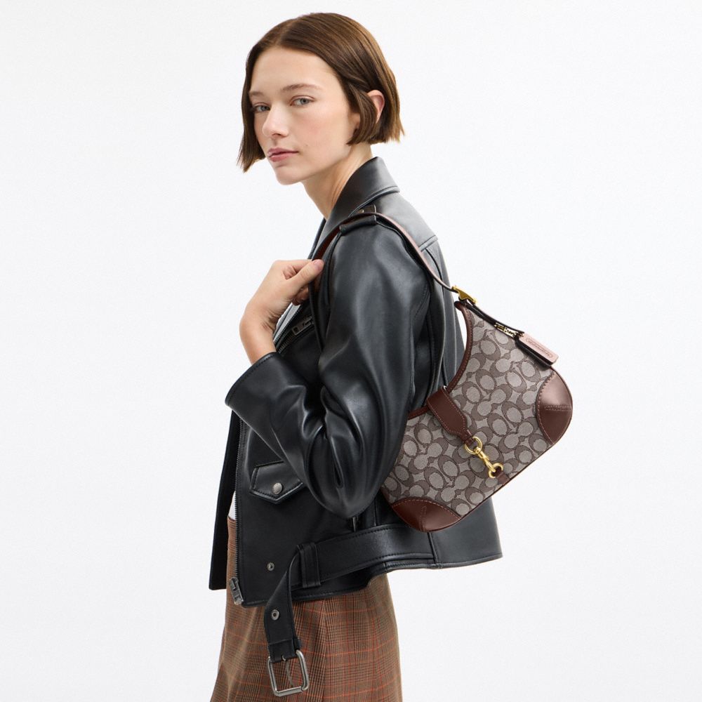 Coach Hamptons Hobo Bag In Signature Jacquard In Brown