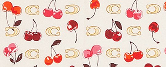 COACH®,Sculpted C Cherries Print Silk Bandana,Silk,Bandana,Color Block,Casual,Multi Color,Front View