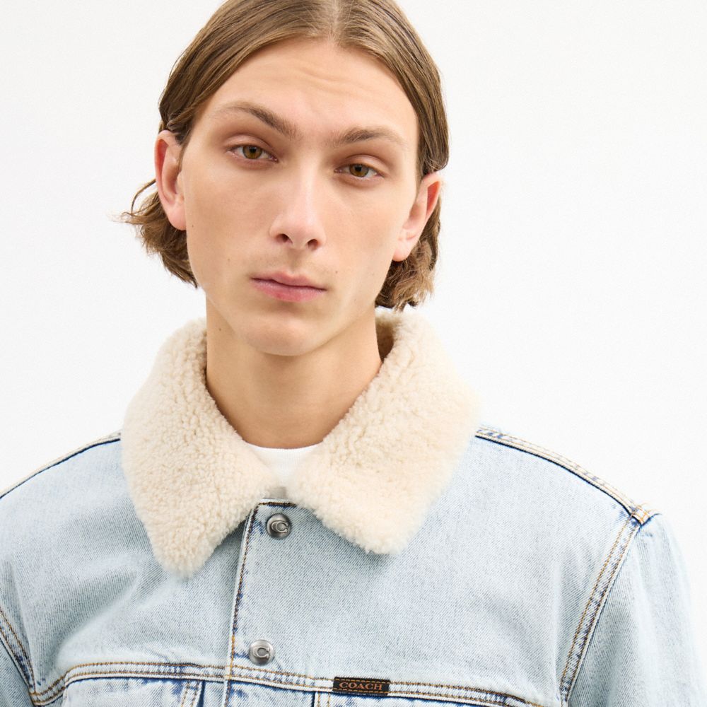Denim Jacket With Shearling Collar