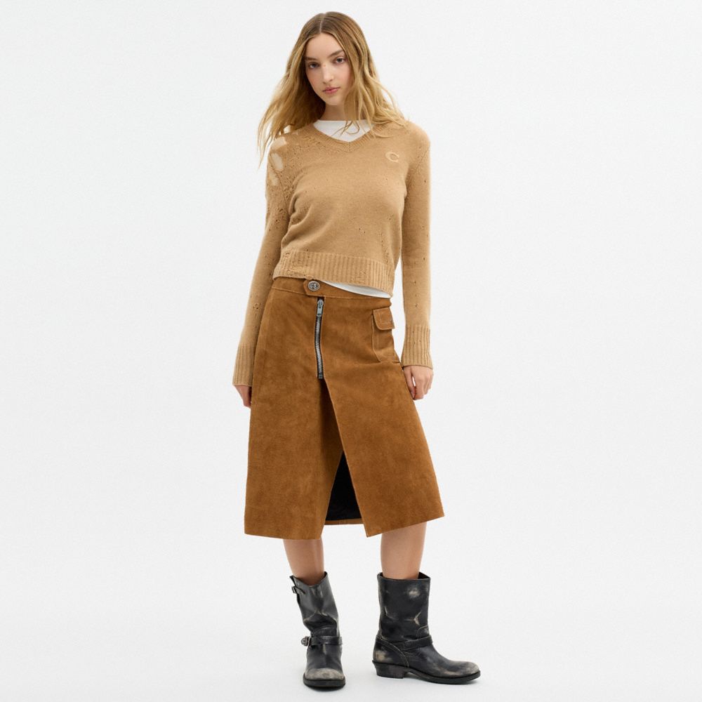Coach Heritage Suede Midi Skirt — фото 2