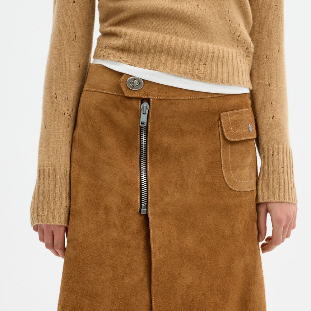 Coach Heritage Suede Midi Skirt — фото 4