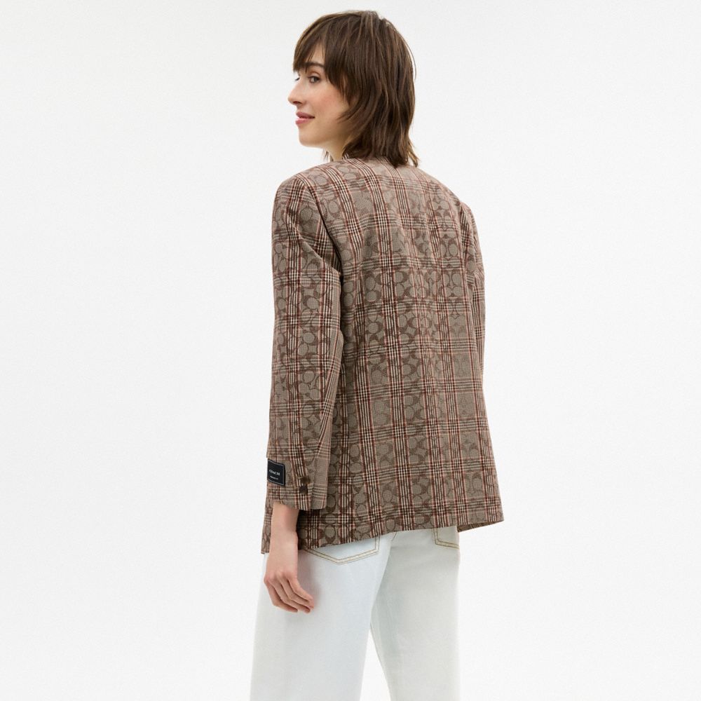 COACH®,Signature C Plaid Single Breasted Blazer,,Scale View