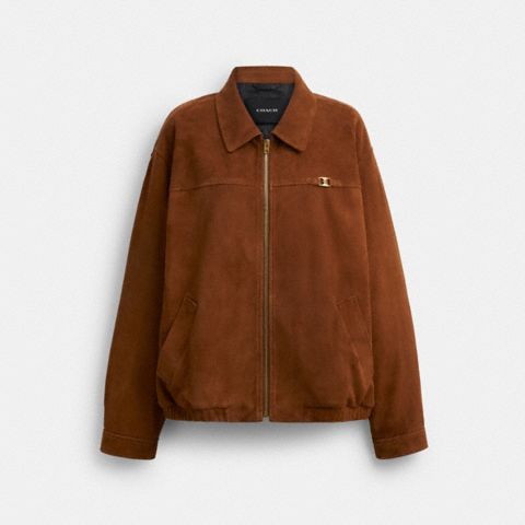 Женские куртки Coach Heritage C Oversized Suede Bomber