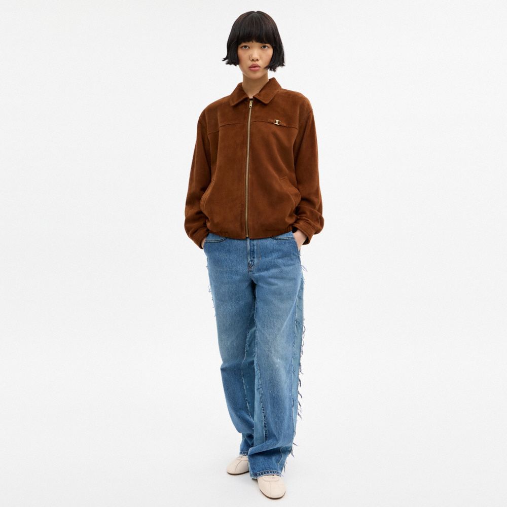 Женские куртки Coach Heritage C Oversized Suede Bomber — фото 3