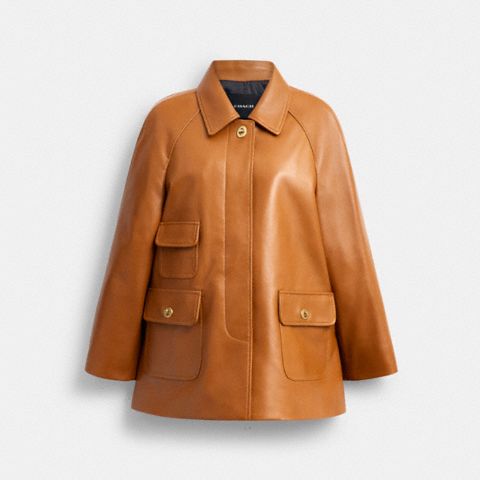 Женские куртки Coach Turnlock Leather Swing Coat
