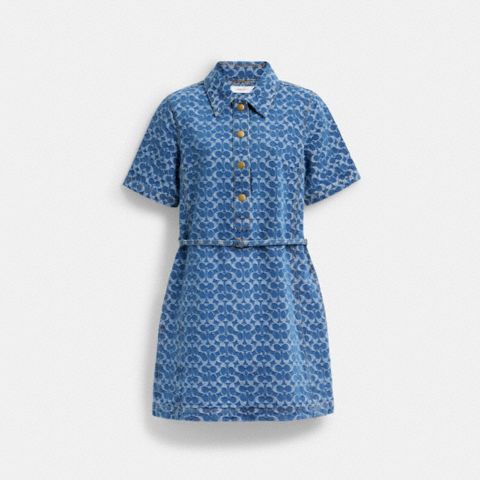 Женские платья Coach Signature Denim Dress In Organic Cotton