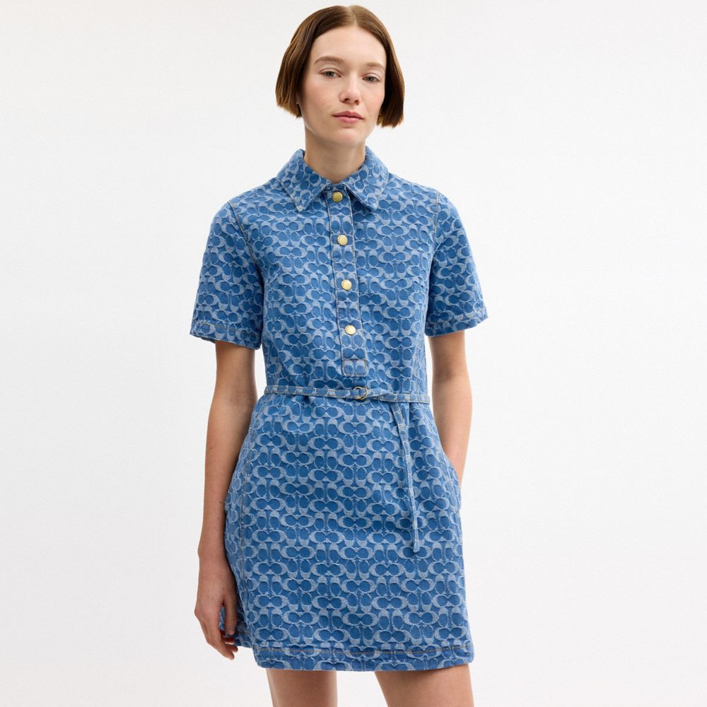 COACH®,Signature Denim Dress In Organic Cotton,,Scale View