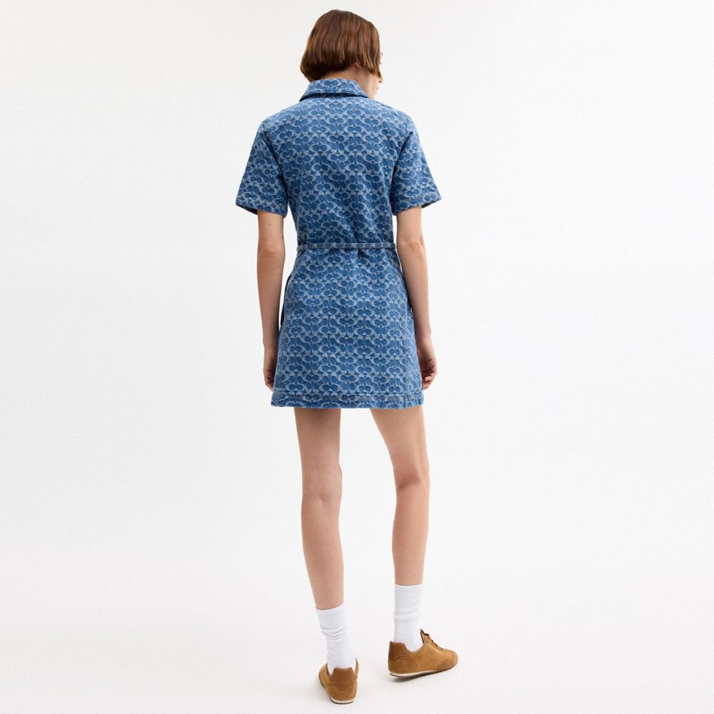 COACH®,Signature Denim Dress In Organic Cotton,,Scale View