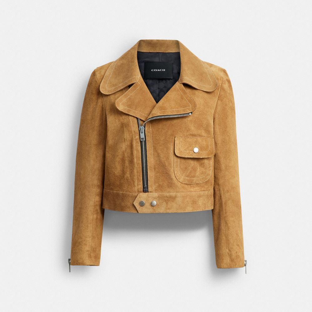 COACH&reg;,Asymmetric Suede Jacket,,Front View