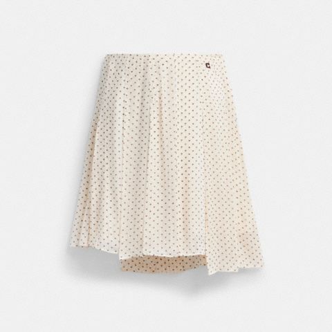 Coach Printed Asymmetrical Pleated Skirt