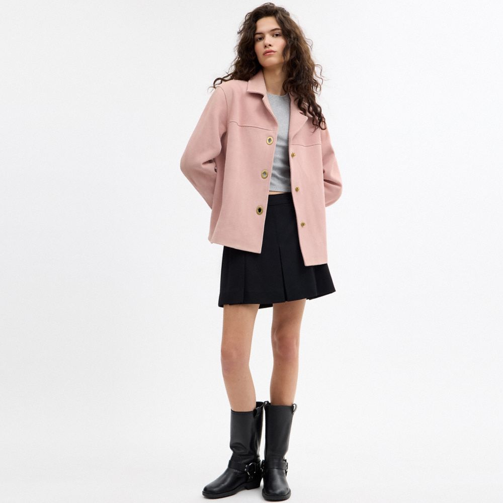 COACH®,Suede Turnlock Jacket,,Scale View