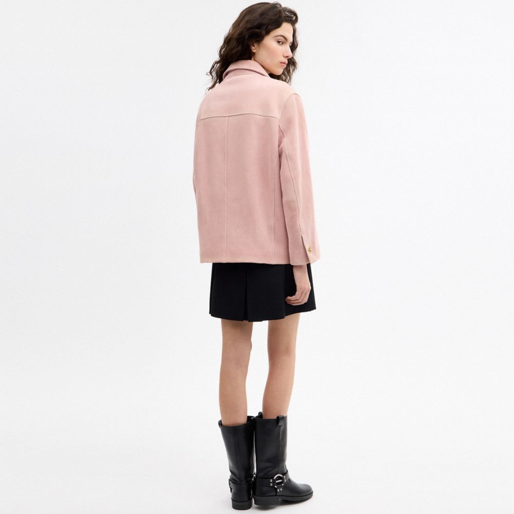COACH®,Suede Turnlock Jacket,,Scale View