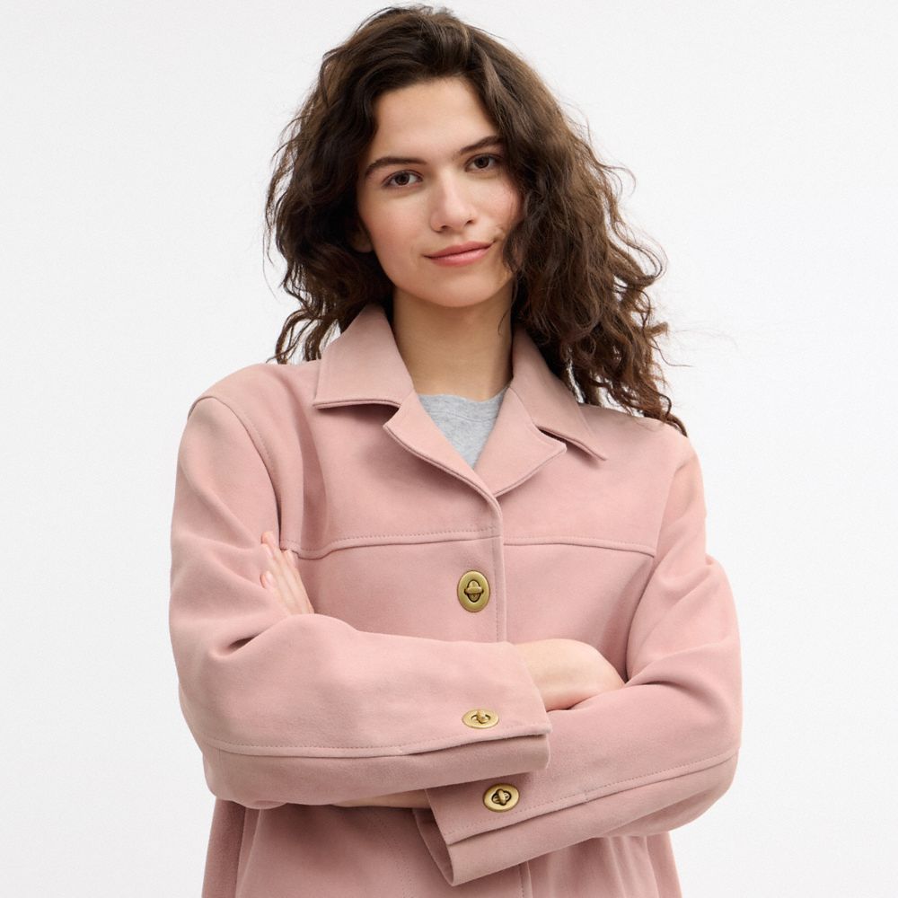 COACH®,Suede Turnlock Jacket,,Detail View