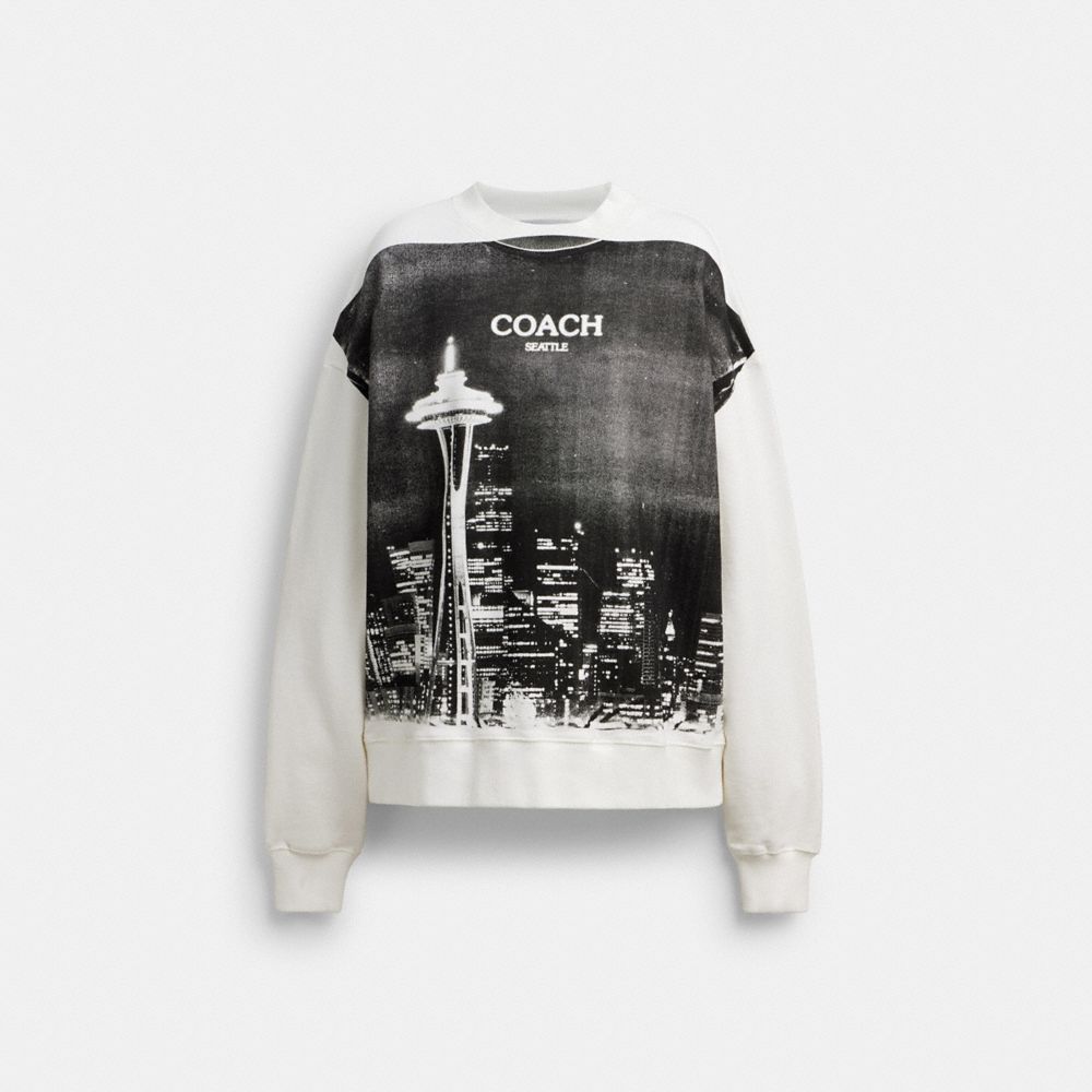 COACH®,ポストカード クルーネック スウェットシャツ,トップス＆Tシャツ,ﾎﾜｲﾄ