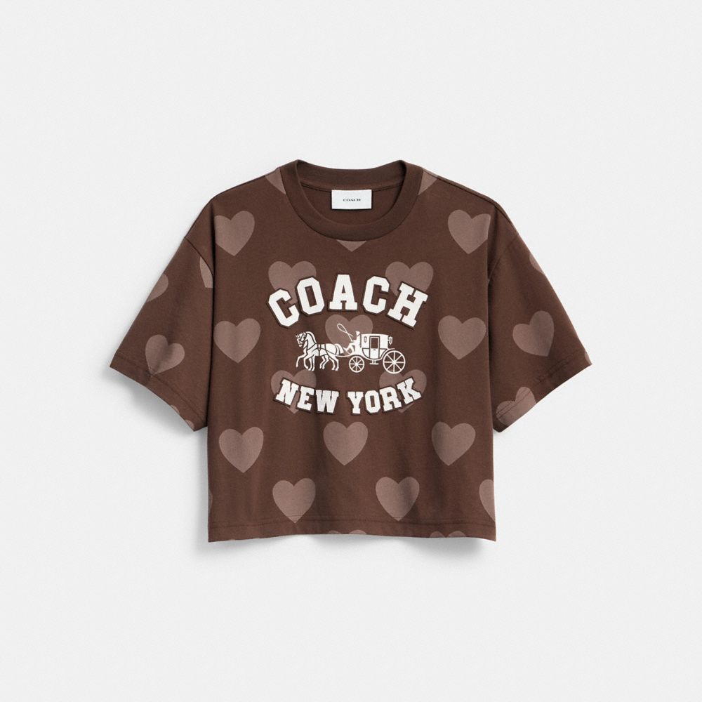 Coach T-shirt Court Avec Cheval Et Calèche Au Caur En Coton Biologique In Brown