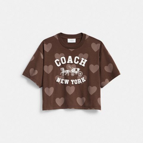Женские футболки Coach Horse And Carriage Heart Cropped T-Shirt In Organic Cotton