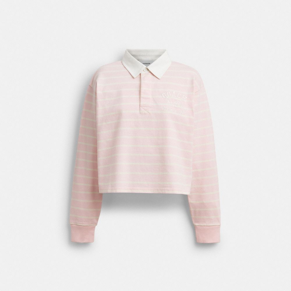 COACH®,Horse And Carriage Striped Rugby Polo In Organic Cotton,,Front View