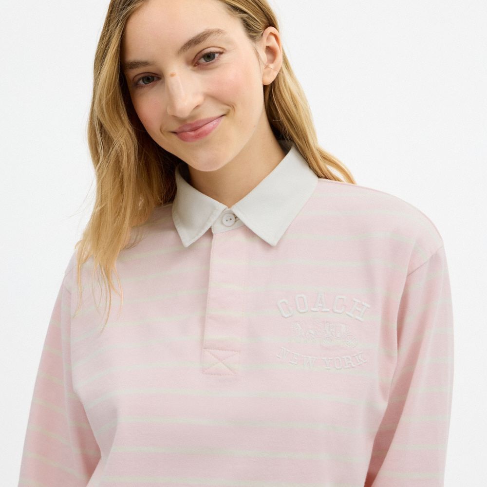 Женские топы Coach Horse And Carriage Striped Rugby Polo In Organic Cotton — фото 4