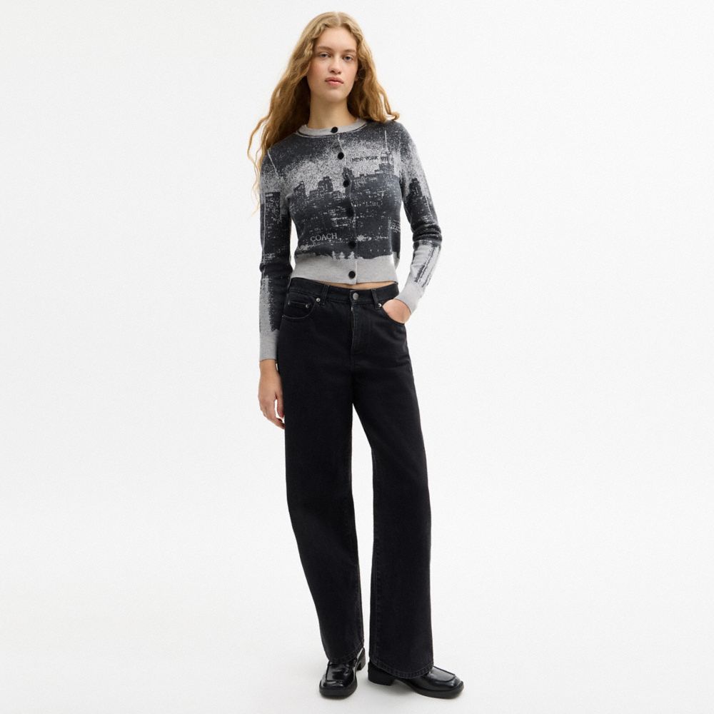 COACH®,Postcard Cardigan,Wool,Cashmere,Acrylic,Recycled Cashmere,Cardigan,Logo,Casual,Multi Color,Scale View