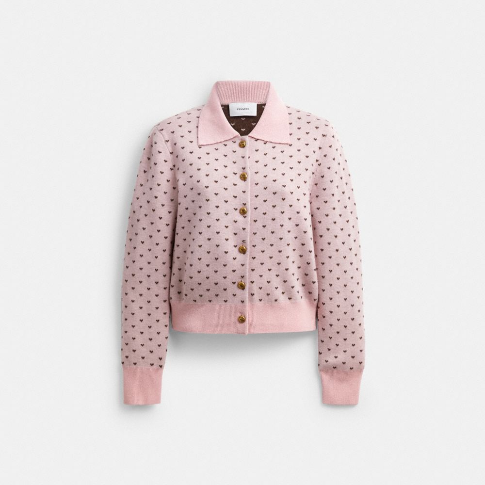 COACH®,Shrunken Heart Cardigan,,Front View