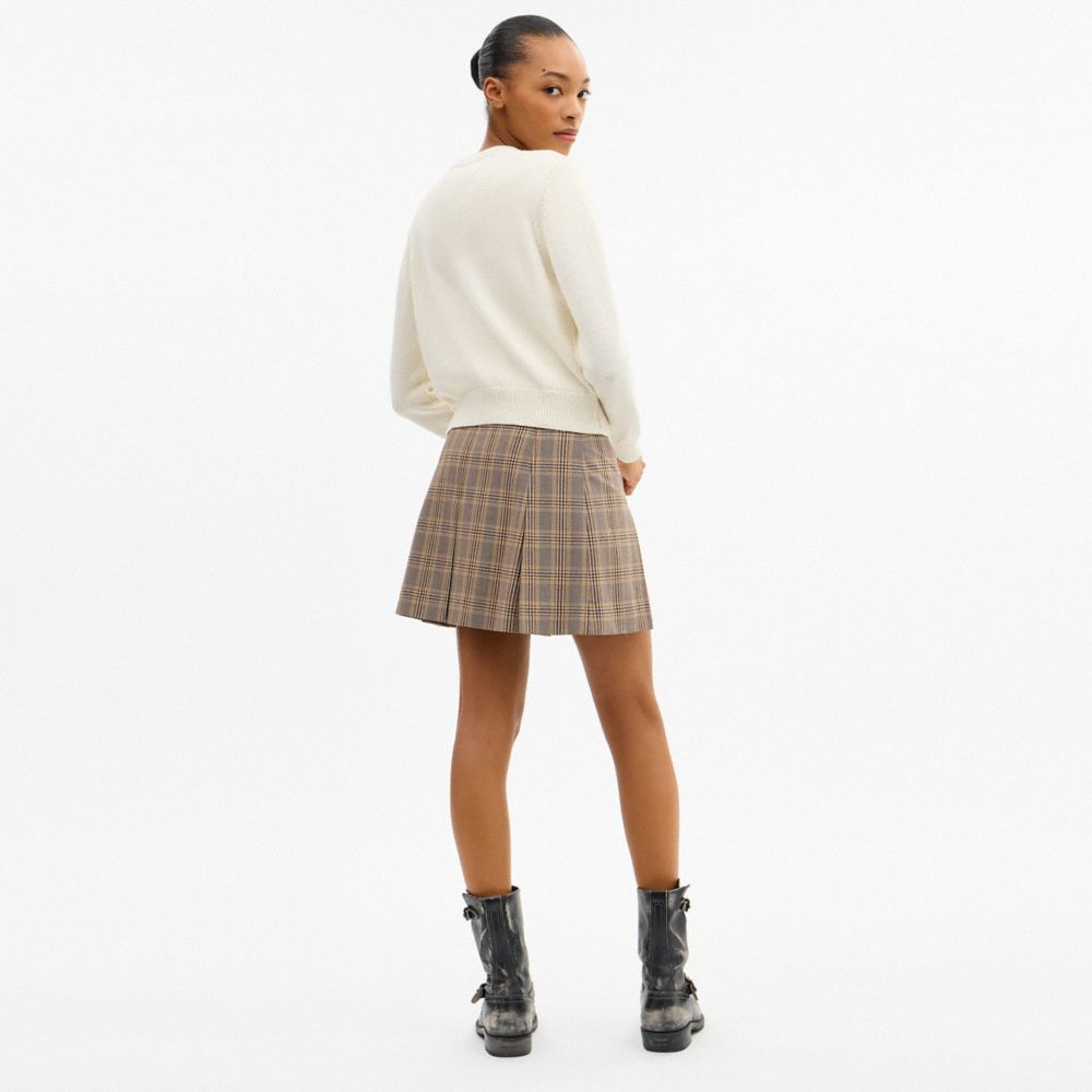 COACH®,Postcard Crewneck Sweater,Cotton,Acrylic,Cotton Knit,Wool,Sweater,Pullover,Logo,Casual,Cream,Scale View