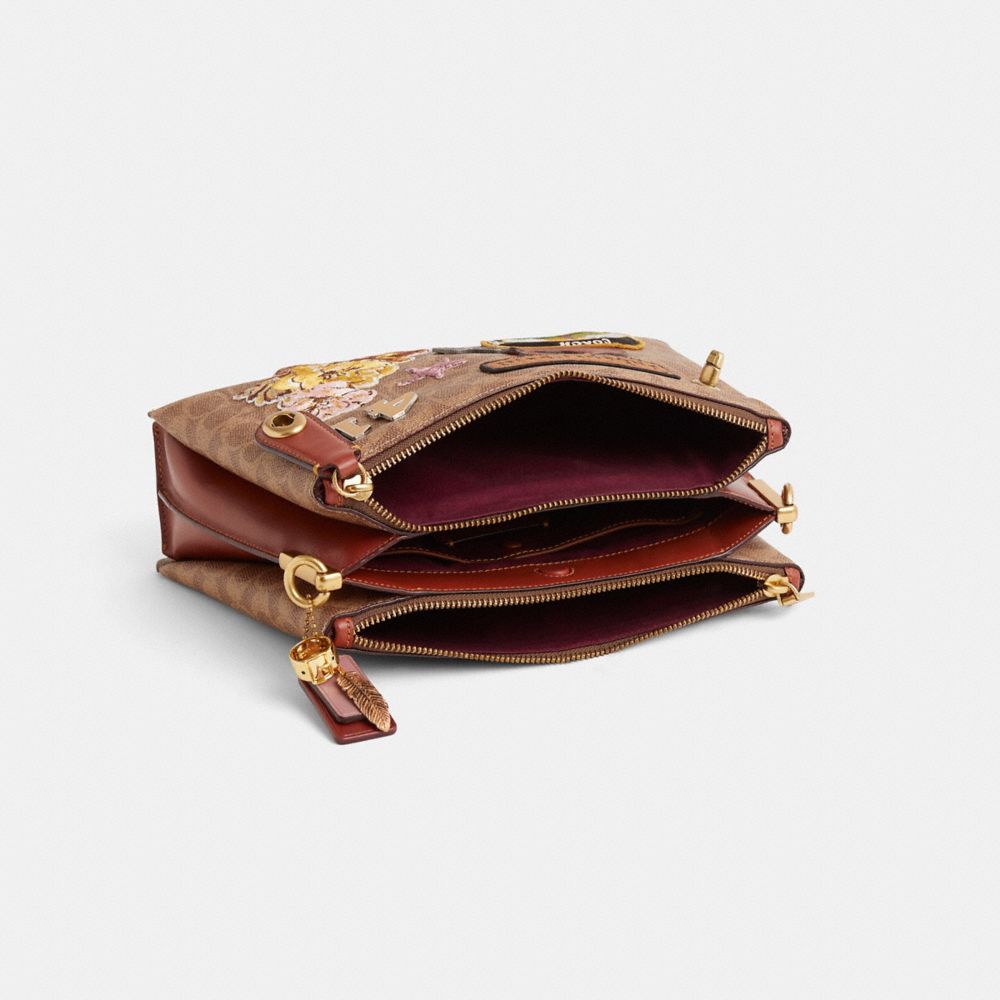 COACH®,Upcrafted Double Zip Shoulder Bag,,Inside View,Top View