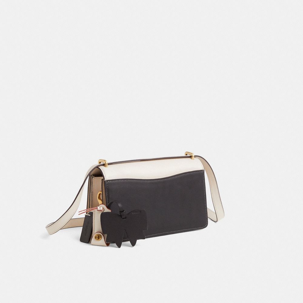 COACH®,Upcrafted Bandit Shoulder Bag,Calfskin Leather,Shoulder Bag,Logo,Metal,Adjustable,Gold Metal,Casual,Cream,Angle View