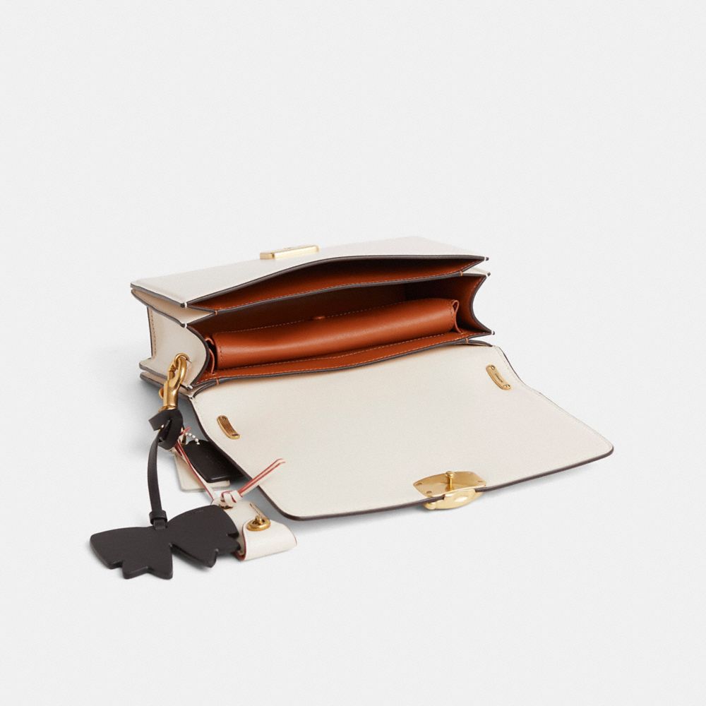COACH®,Upcrafted Bandit Shoulder Bag,Calfskin Leather,Shoulder Bag,Logo,Metal,Adjustable,Gold Metal,Casual,Cream,Inside View,Top View