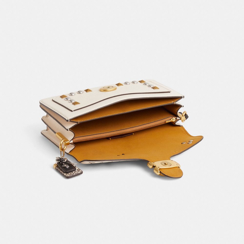 COACH®,Upcrafted Tabby Shoulder Bag 26,Leather,Shoulder Bag,Chain Detail,3D Embellishment,Studded,Logo,Mixed Metal,Gold Me...,Cream,Inside View,Top View