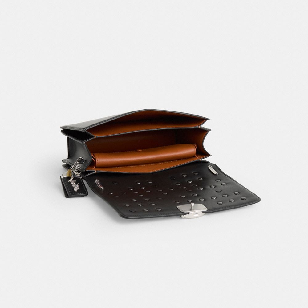 COACH®,Upcrafted Bandit Shoulder Bag,Black,Inside View,Top View