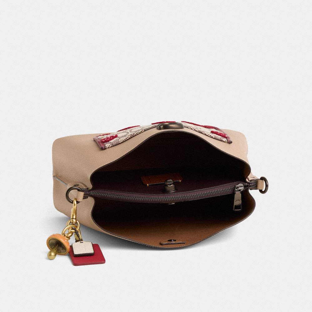 COACH®,Upcrafted Willow Shoulder Bag,Taupe,Inside View,Top View