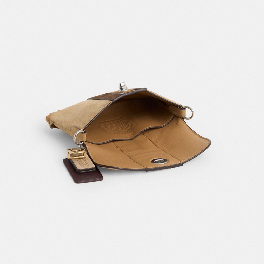 COACH®,Upcrafted 1964 Fringe Bag,Leather,Suede,Shoulder Bag,Embossed,Metal,Stripe,Logo,Fringe,Silver Metal,Casual,Beige,Inside View,Top View